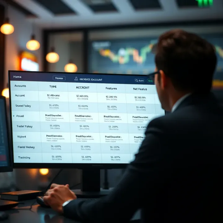Comparison of different account types and features offered by QXBroker
