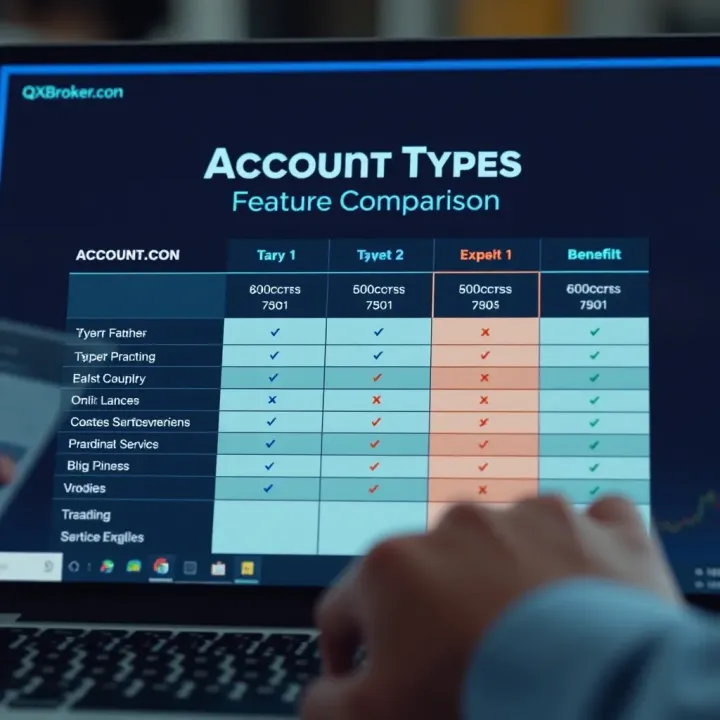 QXBroker.con Account Types Feature Comparison Comparison chart of different QXBroker.con account types highlighting features and benefits