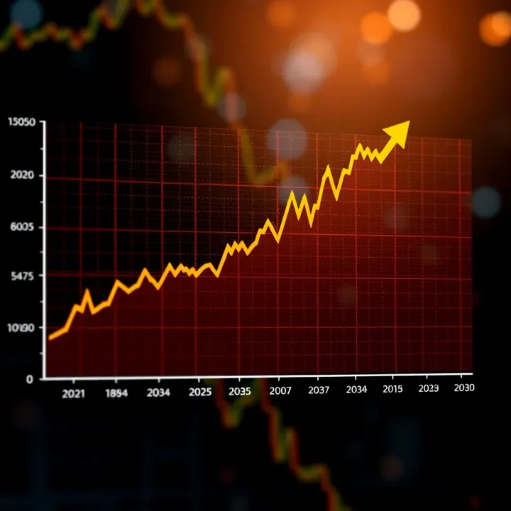 Graph showing the projected upward trend of Reliance Communications share price over the years leading to 2030