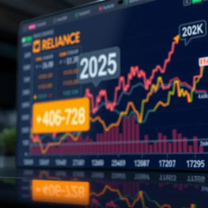 Graph showing upward and downward trends in stock prices over time