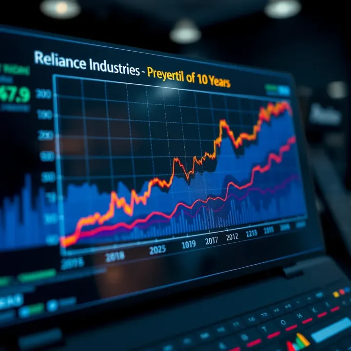 Graph illustrating the trend of Reliance Industries' share price influenced by various business segments