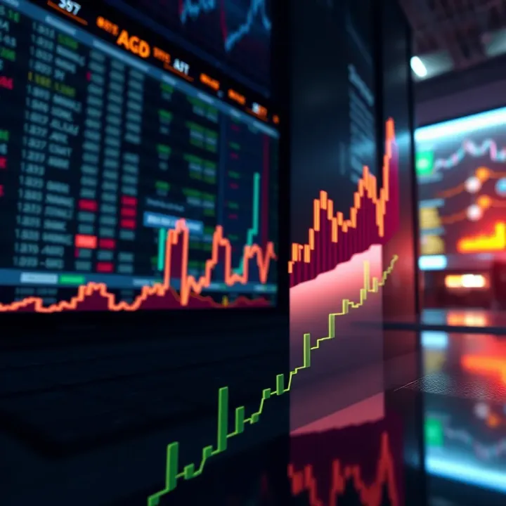 Graph showing upward trend reaching a new peak representing an all-time high in trading