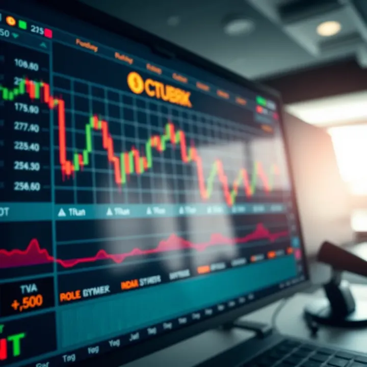 Illustration of a digital forex trading platform interface displaying currency pairs and market charts