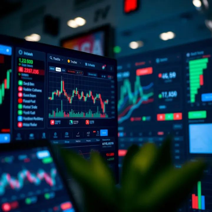 Demo Trading Account Dashboard on Indian Stock Platform Interface of an Indian trading platform displaying a demo account dashboard with virtual stock charts and trading options