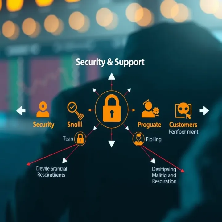 Diagram illustrating the security features and customer support options on Deriv SmartTrader