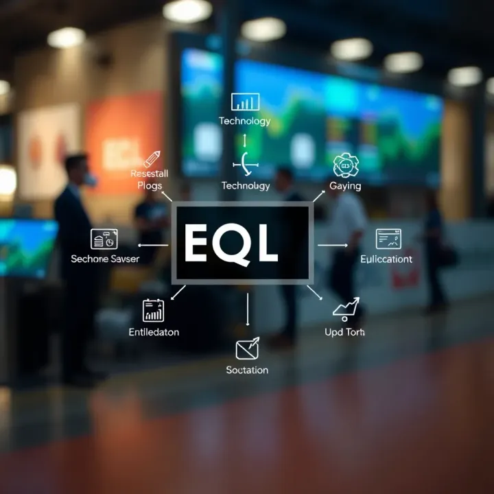Diagram illustrating the acronym EQL with its full form and related concepts across fields like technology and education
