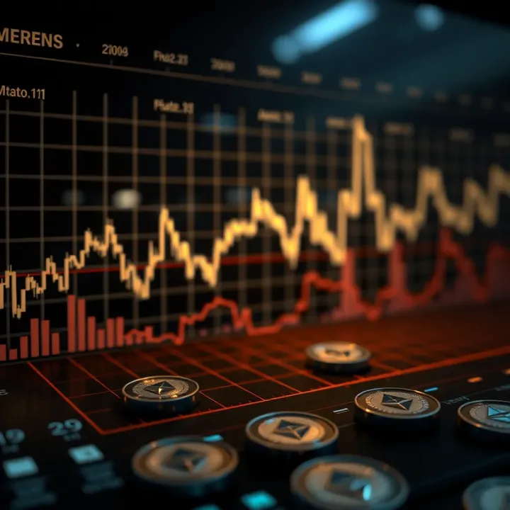 Graph showing Ethereum price fluctuations over time with significant market event markers