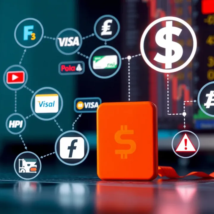 Digital Payment Methods in Forex Funding Illustration of various digital payment icons connected with forex trading symbols