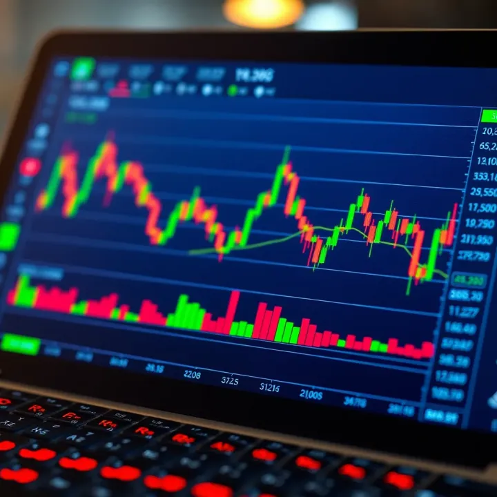 Graph showing currency exchange rates on a digital trading platform