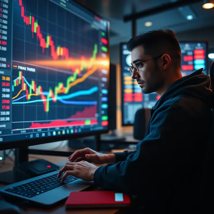 Analyzing Forex Market Trends Using Trading Simulator Tools Graphical representation of a trader analyzing forex market trends on a digital chart