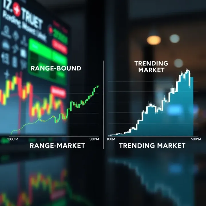 Comparison illustration of range market versus trending market highlighting distinct price behaviors