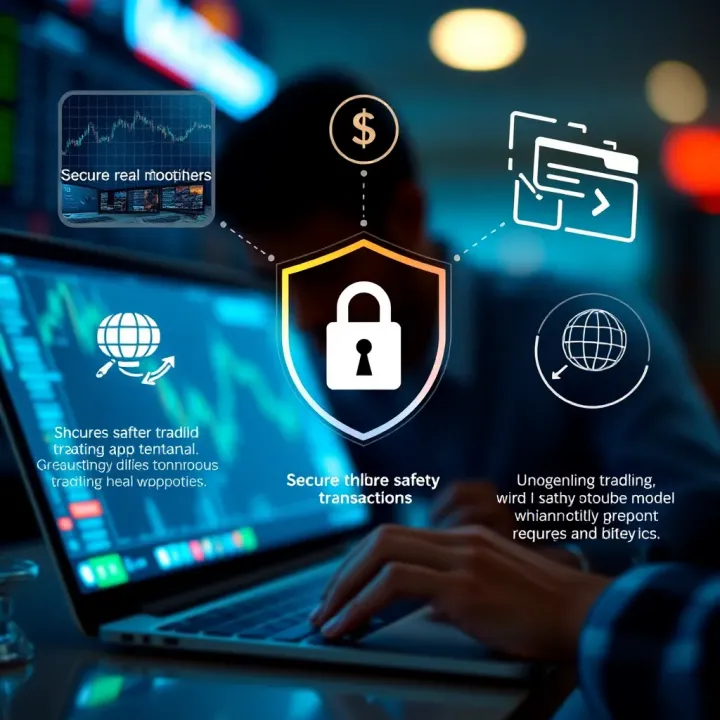 Security Features in Real Money Trading Applications Conceptual graphic illustrating secure online transactions and safety features for trading applications