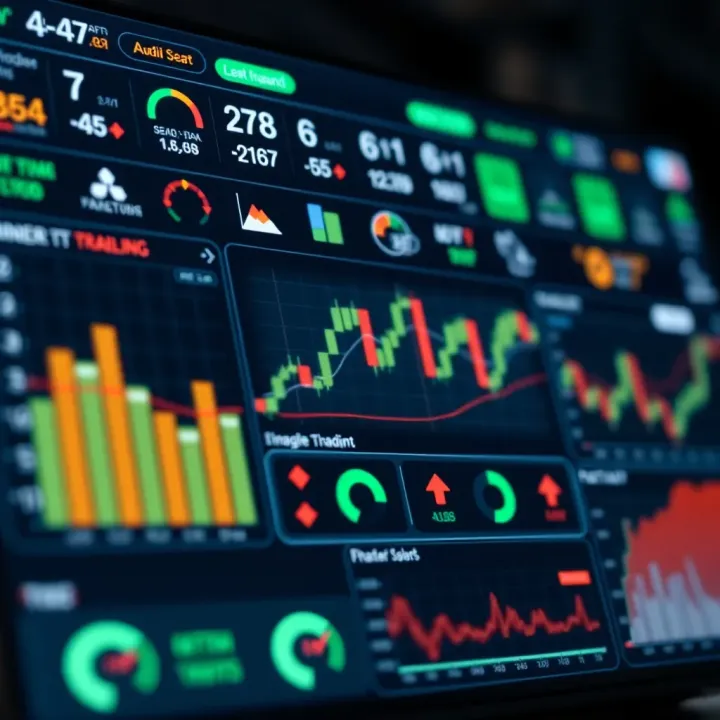 Trading App Dashboard Featuring Financial Instruments and Compliance Dashboard of a trading app showing diverse financial instruments and compliance indicators