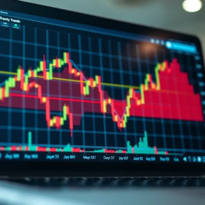 Graph showing dynamic currency exchange rates and market trends