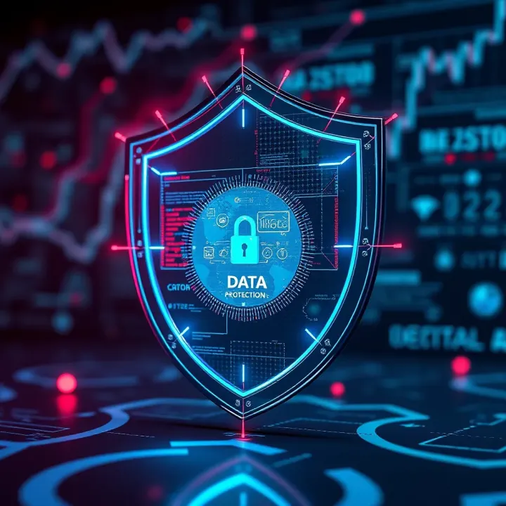 Digital shield symbolizing data protection and cybersecurity measures