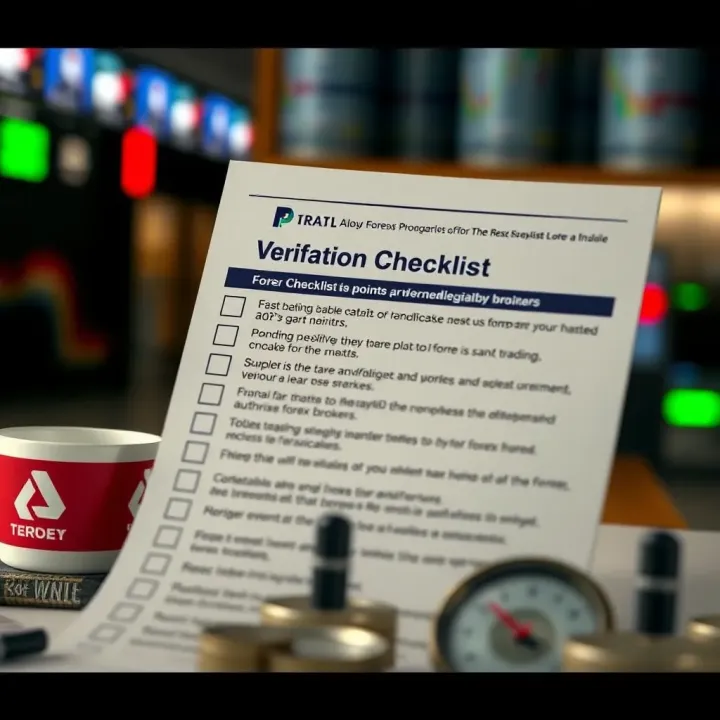 Verification Checklist for Identifying Authorized Forex Brokers Checklist illustrating verification points for confirming legitimacy of forex brokers